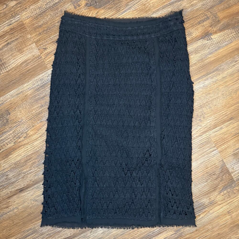 Anthropologie Moon River Crochet Overlay black pencil skirt Size SMALL